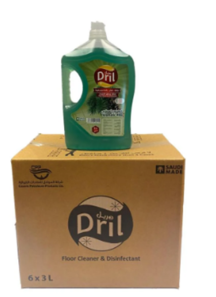 صورة كرتون مطهر ارضيات دريل 3لتر صنوبر العطري 6 حبه