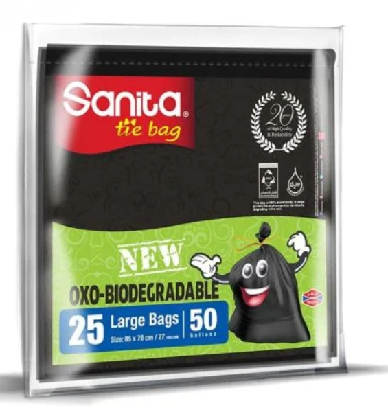 صورة كرتون زباله سانيتا 50جالون 25كيس ابو ربطة 12 حبه