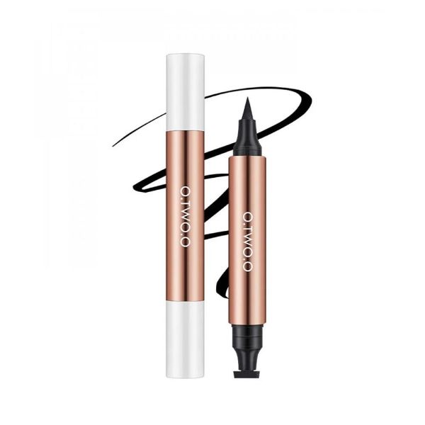 صورة او تو او قلم تحديد عيون سائل مقاوم للماء مزدوج النهاية  اسود 2.8 جم