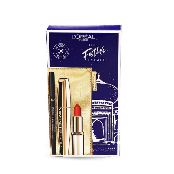 صورة لوريال باريس ذا فيستيف اسكيب ماسكارا + احمر شفاه + لاينر